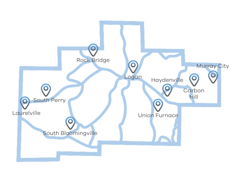 Hocking County service area map